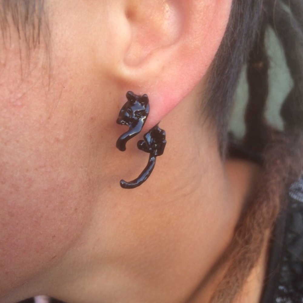Panther Cat Earrings - Picture 6 of 8